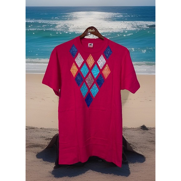Fruit Of The Loom Shirt Women L Hot‎ Pink Single Stitch Dead Stock 90's New - Picture 1 of 10